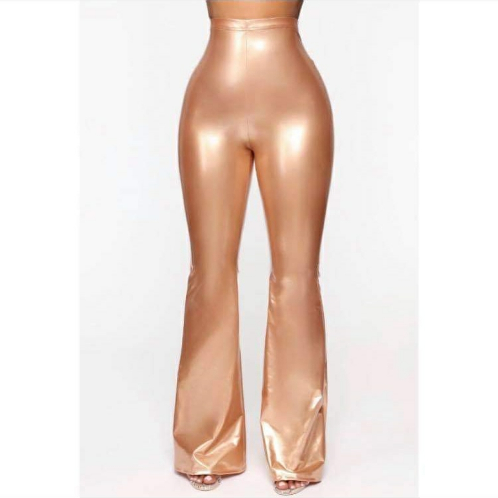 Copper Vinyl Bootleg Pants